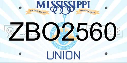 ZBO2560 Mississippi License Plate