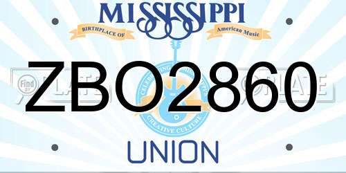 ZBO2860 Mississippi License Plate