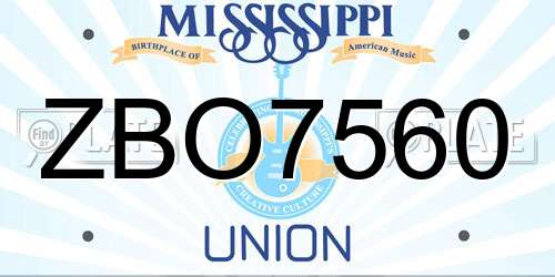 ZBO7560 Mississippi License Plate