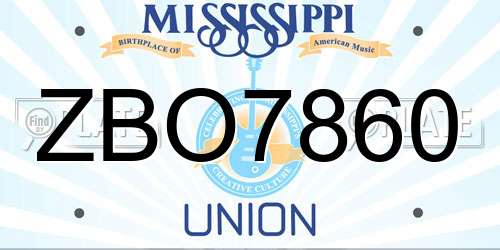 ZBO7860 Mississippi License Plate