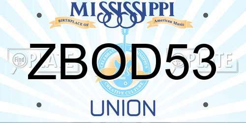 ZBOD53 Mississippi License Plate