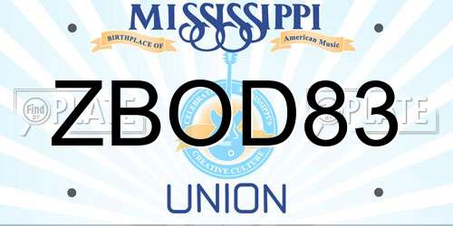 ZBOD83 Mississippi License Plate