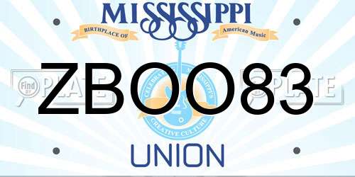 ZBOO83 Mississippi License Plate