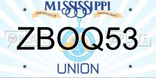 ZBOQ53 Mississippi License Plate