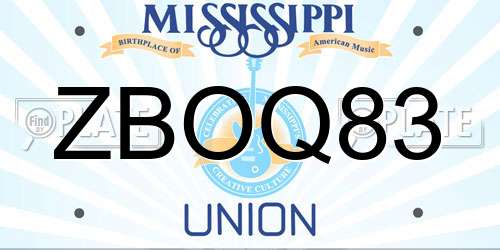 ZBOQ83 Mississippi License Plate