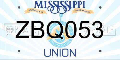 ZBQ053 Mississippi License Plate
