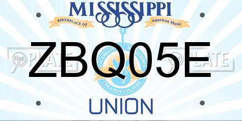 ZBQ05E Mississippi License Plate