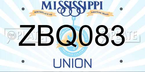 ZBQ083 Mississippi License Plate