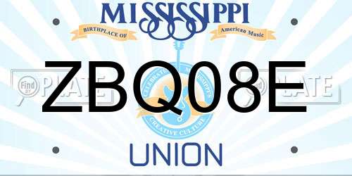 ZBQ08E Mississippi License Plate