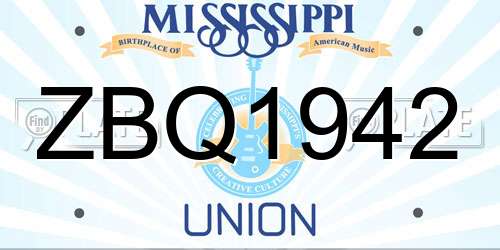 ZBQ1942 Mississippi License Plate