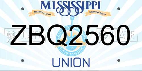 ZBQ2560 Mississippi License Plate