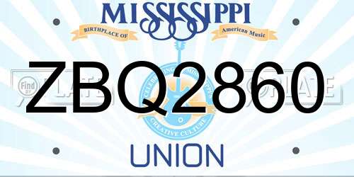 ZBQ2860 Mississippi License Plate