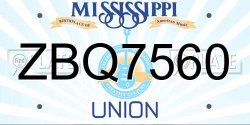 ZBQ7560 Mississippi License Plate