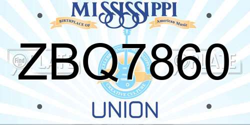 ZBQ7860 Mississippi License Plate