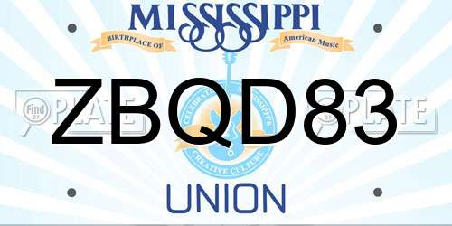 ZBQD83 Mississippi License Plate