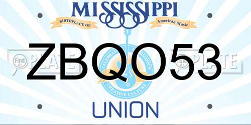 ZBQO53 Mississippi License Plate