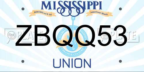 ZBQQ53 Mississippi License Plate