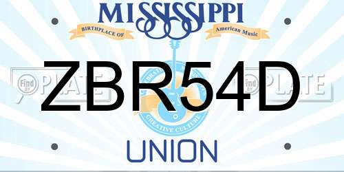 ZBR54D Mississippi License Plate