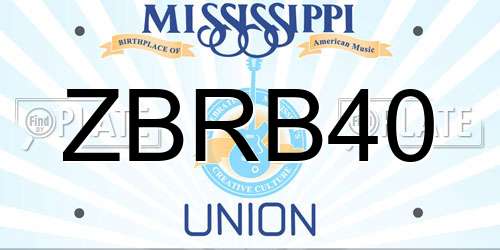 ZBRB40 Mississippi License Plate
