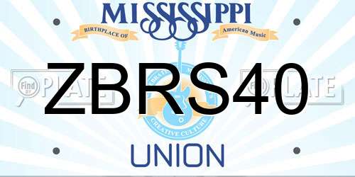 ZBRS40 Mississippi License Plate