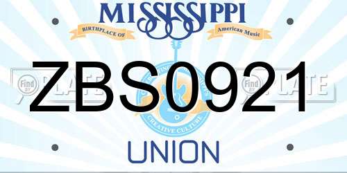 ZBS0921 Mississippi License Plate