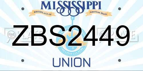 ZBS2449 Mississippi License Plate