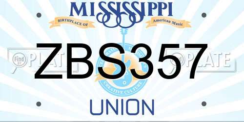 ZBS357 Mississippi License Plate