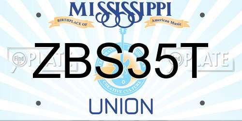 ZBS35T Mississippi License Plate