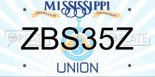 ZBS35Z Mississippi License Plate