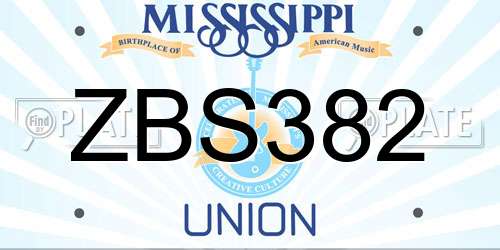 ZBS382 Mississippi License Plate