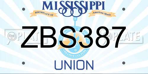 ZBS387 Mississippi License Plate