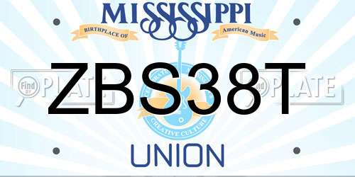 ZBS38T Mississippi License Plate