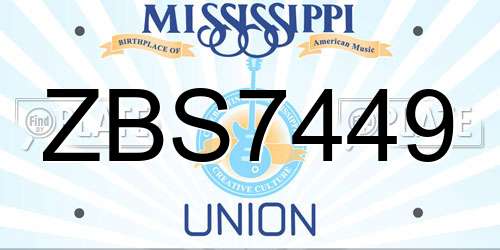 ZBS7449 Mississippi License Plate