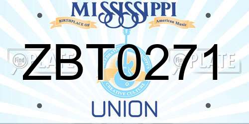 ZBT0271 Mississippi License Plate