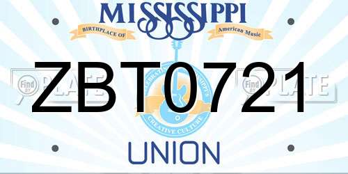 ZBT0721 Mississippi License Plate
