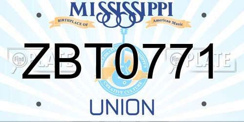 ZBT0771 Mississippi License Plate