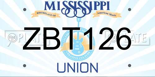 ZBT126 Mississippi License Plate