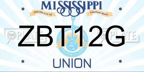 ZBT12G Mississippi License Plate