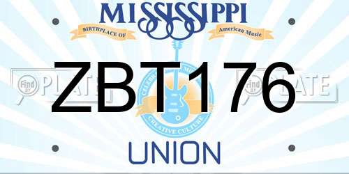ZBT176 Mississippi License Plate