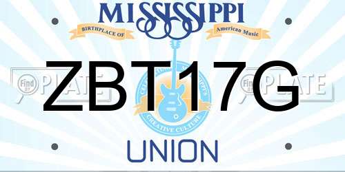 ZBT17G Mississippi License Plate