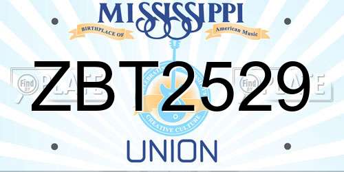 ZBT2529 Mississippi License Plate