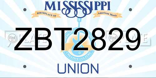 ZBT2829 Mississippi License Plate