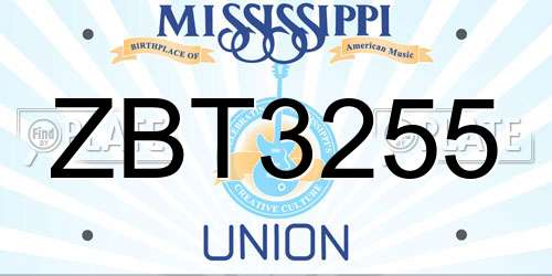 ZBT3255 Mississippi License Plate