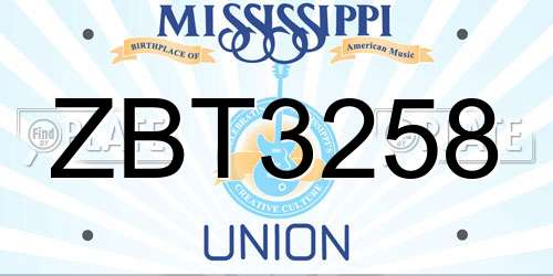 ZBT3258 Mississippi License Plate