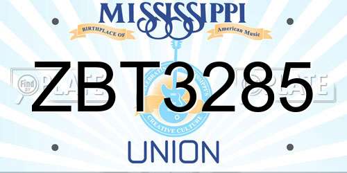 ZBT3285 Mississippi License Plate