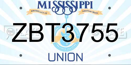 ZBT3755 Mississippi License Plate