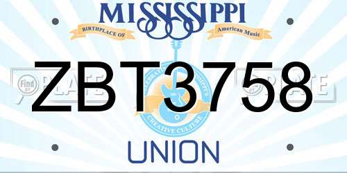 ZBT3758 Mississippi License Plate