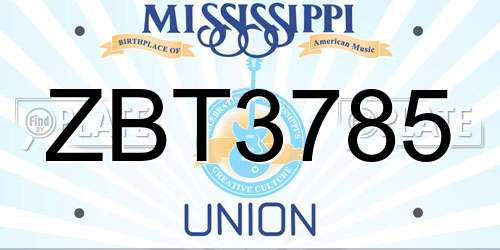 ZBT3785 Mississippi License Plate