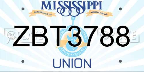 ZBT3788 Mississippi License Plate