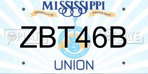 ZBT46B Mississippi License Plate